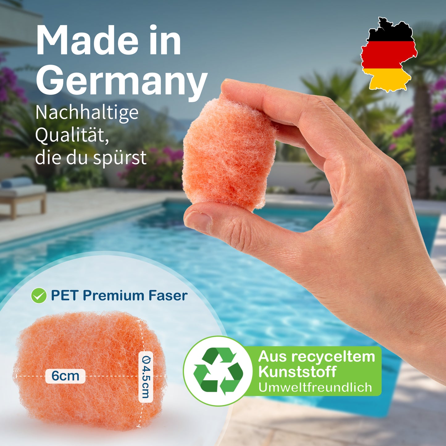 Pool Premium Fiber Filter Balls (Replacement for Pool Cartridges) in Net (2x) - Self-Disinfecting