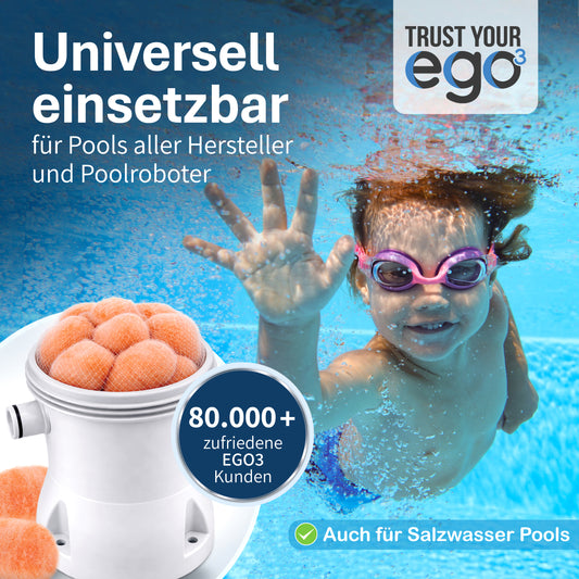 Pool Premium Fiber Filter Balls (Replacement for Pool Cartridges) in Net (2x) - Self-Disinfecting