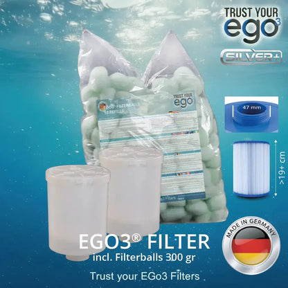 Set 1 - 1 1/2" (ca. 46mm) FEIN Gewinde Filter für Hotspring Spas und andere - inklusive 10 filterballs Füllungen  Komplettset