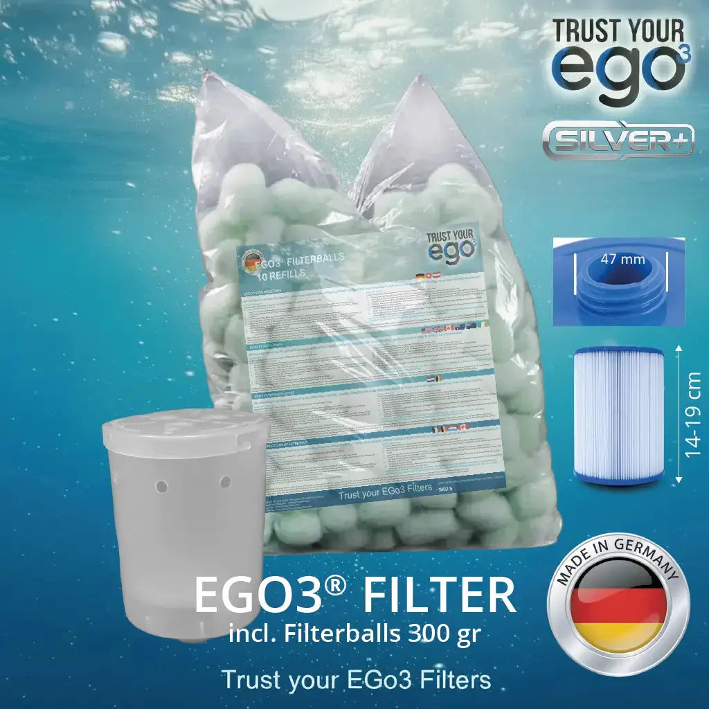 Set 2LW - 1 1/2" (ca. 46mm) GROB Gewinde NIEDRIGER Filter für Balearis, Superior Wellness, Platinum Spas inklusive 10 filterballs Füllungen  Komplettset
