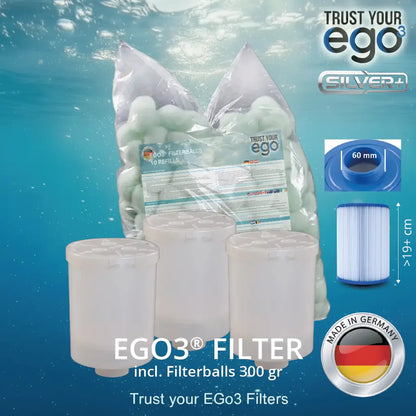 SET 3 = FINE Thread (60mm = 2" INCH) Filter for Artesian, Master Spas and others including 10 Filterballs fillings